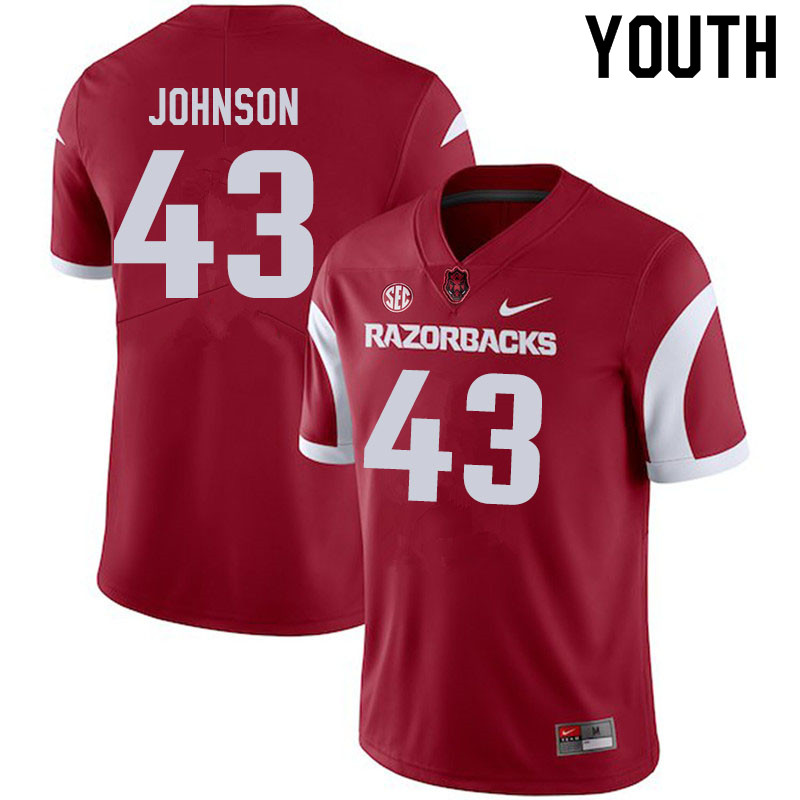 Youth #43 Cedric Johnson Arkansas Razorbacks College Football Jerseys Sale-Cardinal